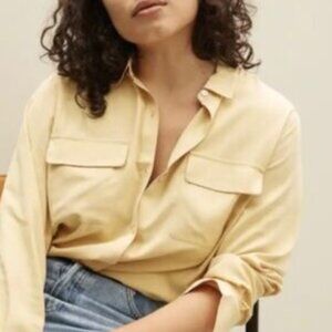 Everlane Yellow Silk Button-Up Shirt Size 6